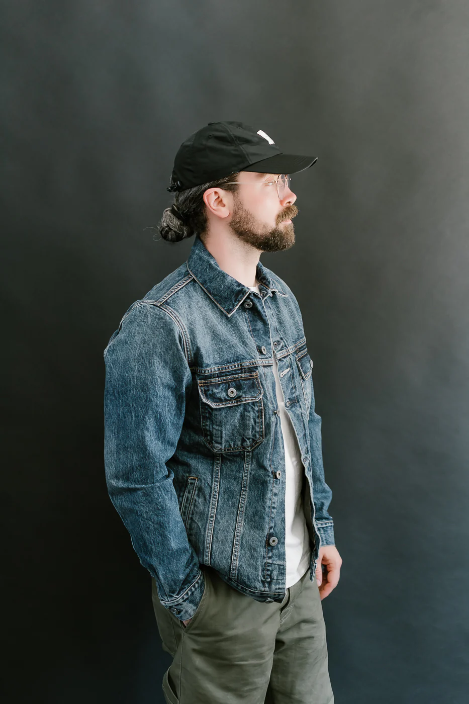 15oz - Medium Wash Indigo Selvedge Denim - Cruiser Jacket - Image 11