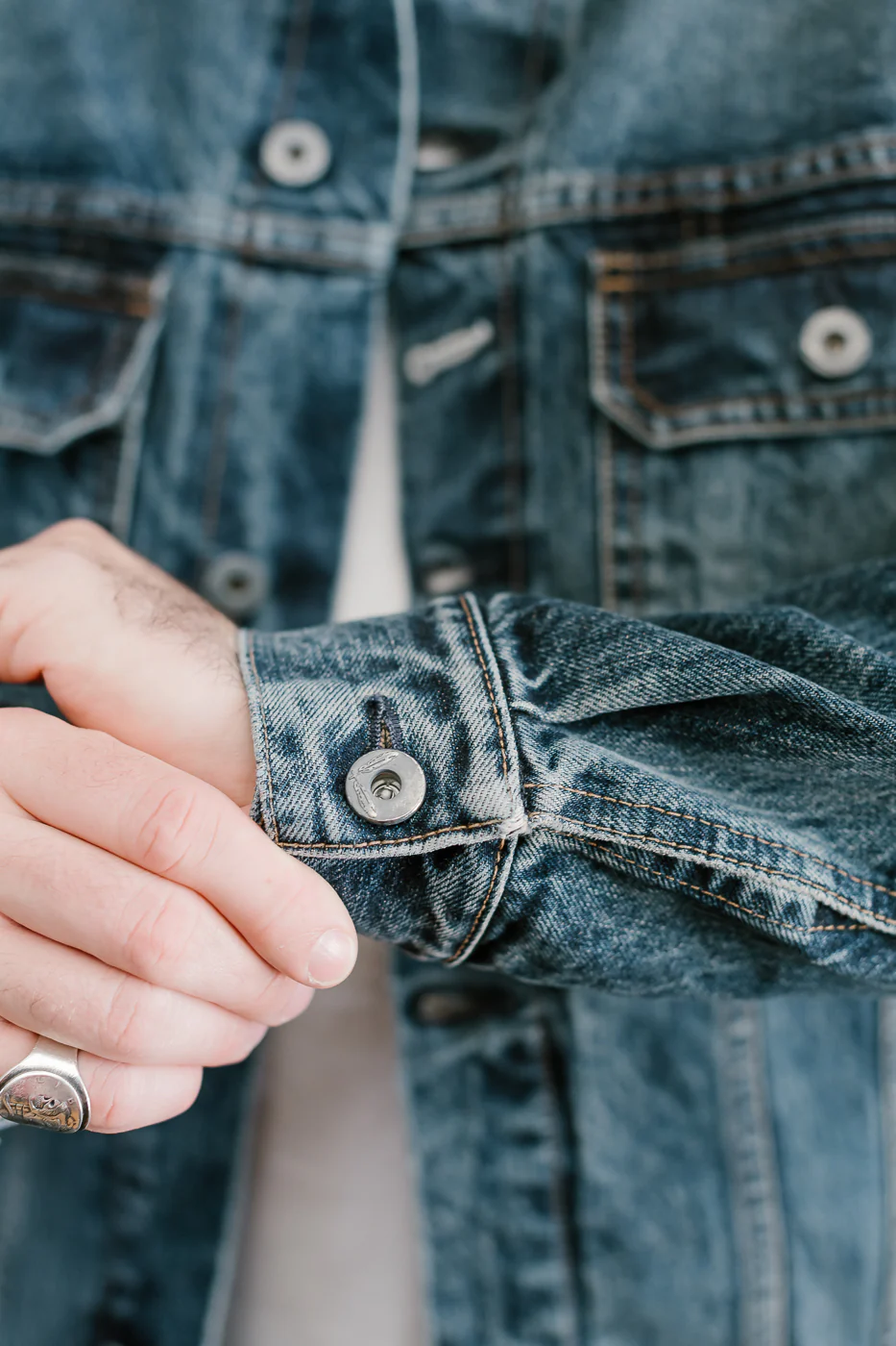 15oz - Medium Wash Indigo Selvedge Denim - Cruiser Jacket - Image 18