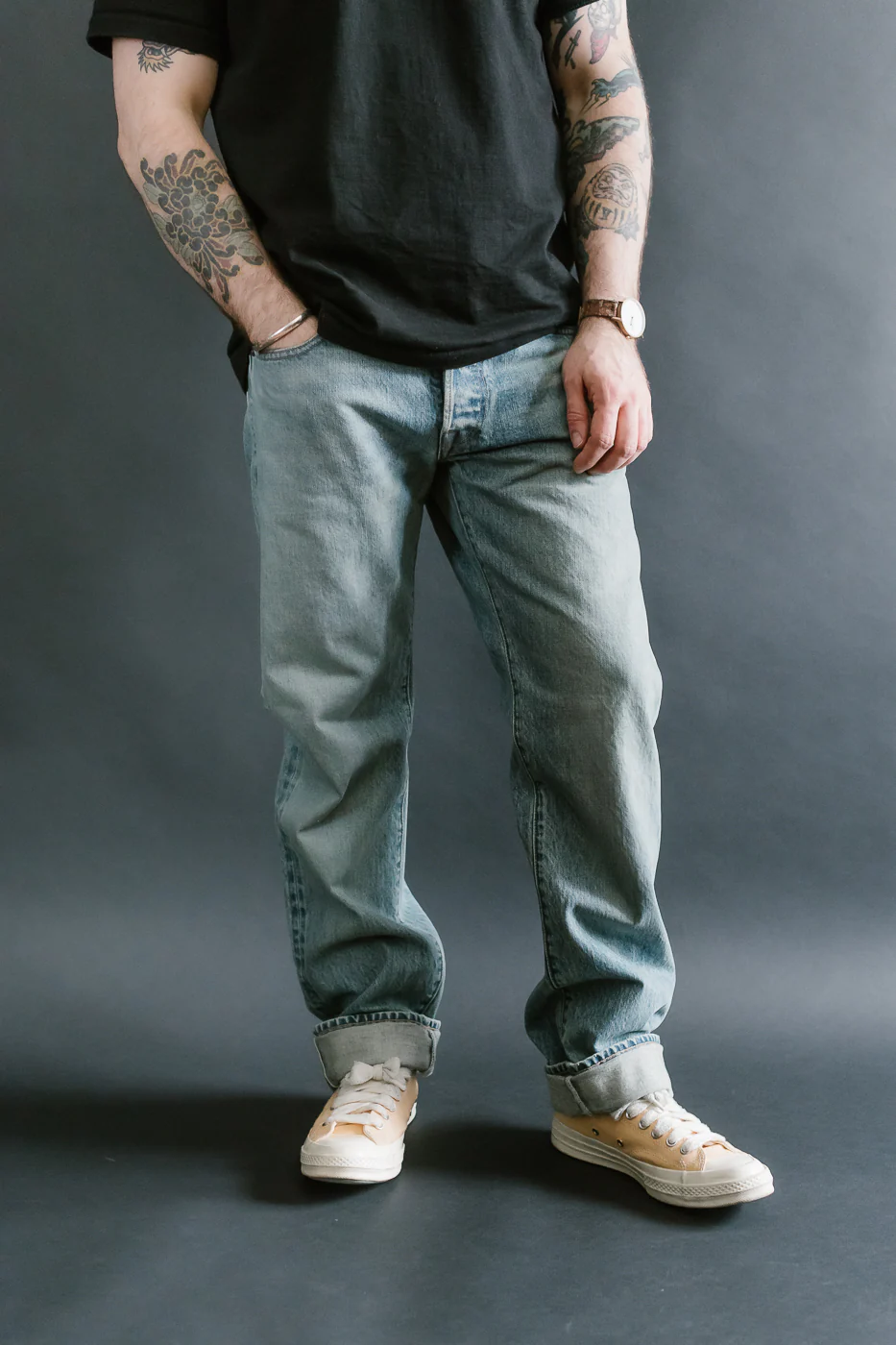 15oz - River Washed Proprietary Selvedge Stanton Pant - Light Indigo - Image 10
