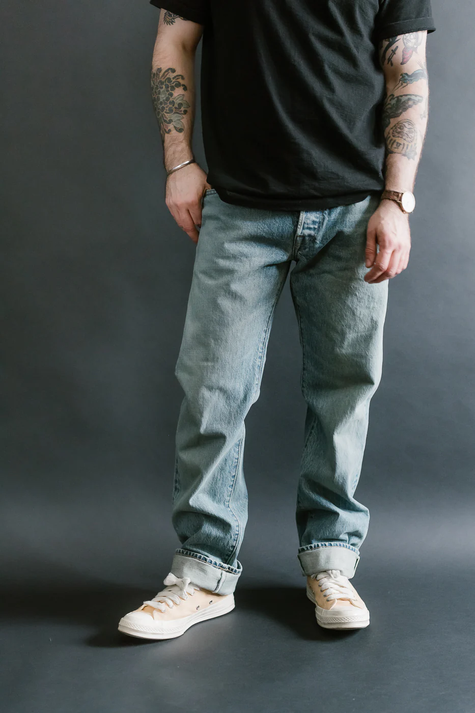 15oz - River Washed Proprietary Selvedge Stanton Pant - Light Indigo - Image 14