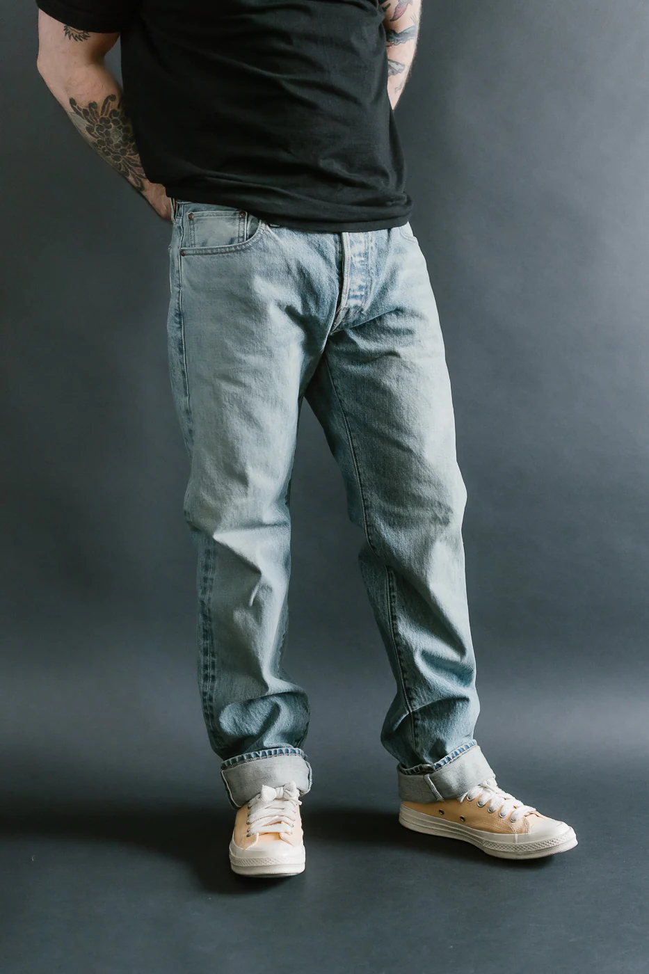 15oz - River Washed Proprietary Selvedge Stanton Pant - Light Indigo - Image 15