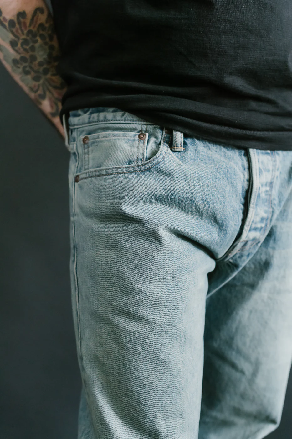 15oz - River Washed Proprietary Selvedge Stanton Pant - Light Indigo - Image 16
