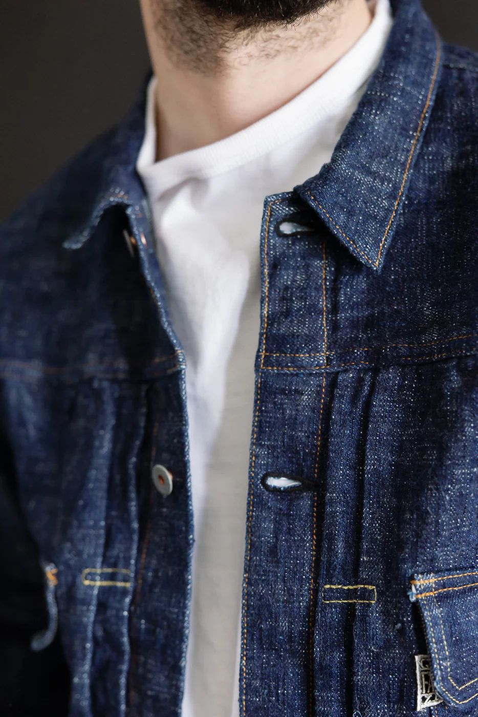 15oz Skein Dyed Slubby Blue Indigo Selvedge - Type II Denim Jacket - Image 11