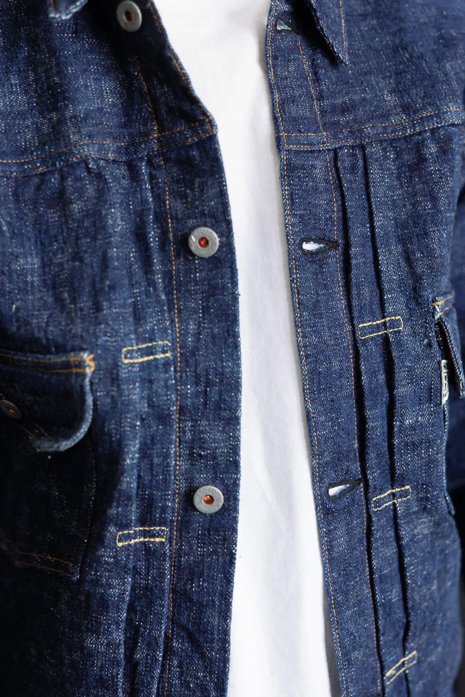 15oz Skein Dyed Slubby Blue Indigo Selvedge - Type II Denim Jacket - Image 12