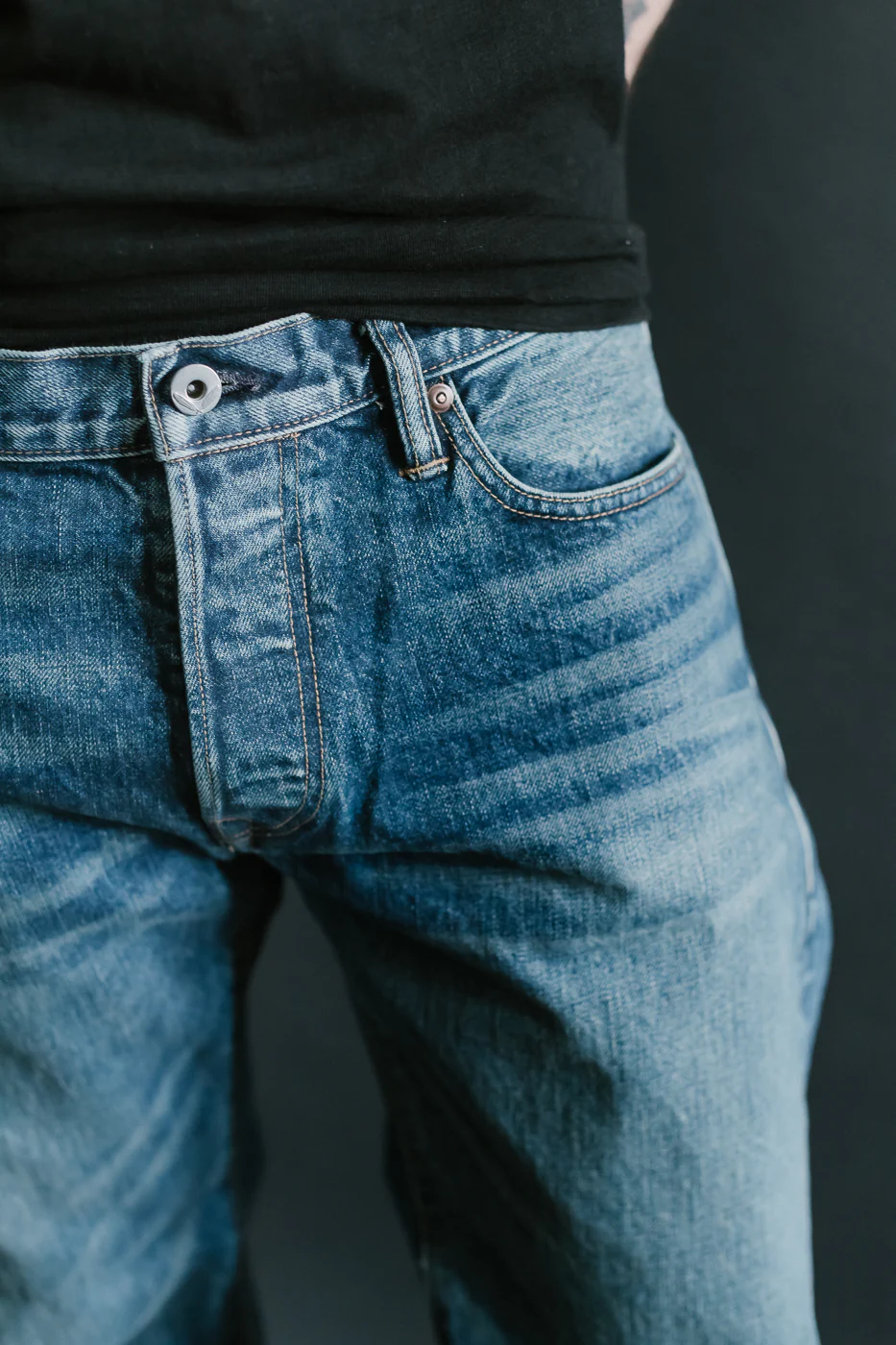 15oz - Vintage Washed Selvedge Stanton Pant - Medium Indigo - Image 17