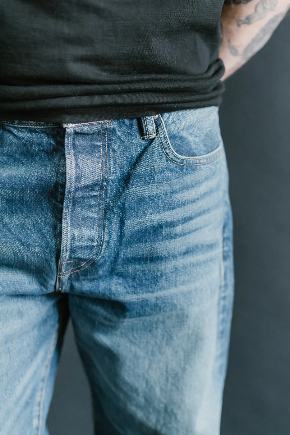 15oz - Vintage Washed Selvedge Strider Pant - Medium Indigo - Image 16