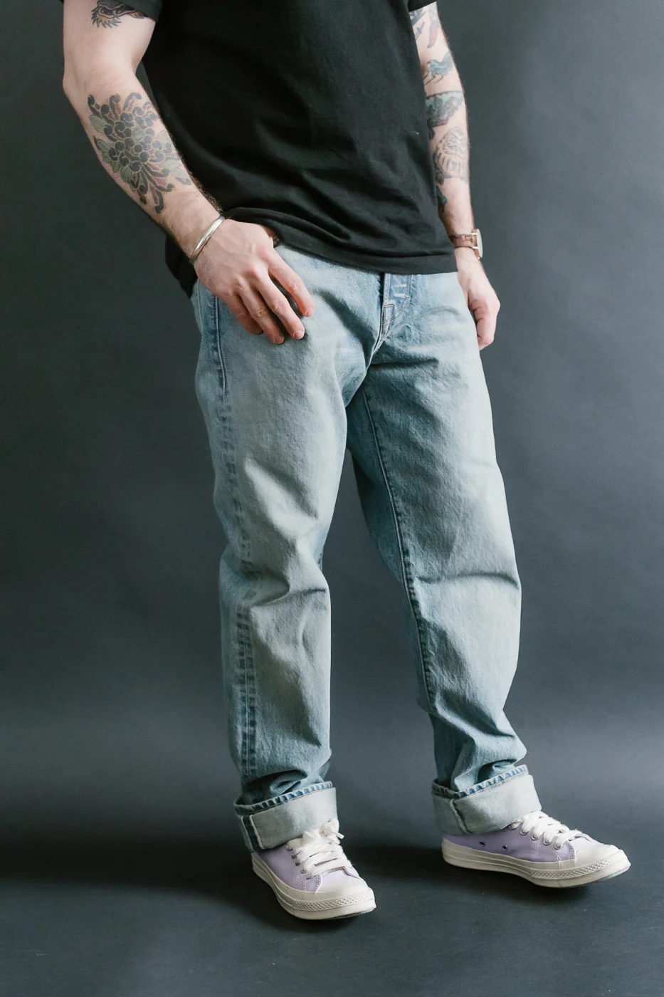 15oz - River Washed Selvedge Strider Pant - Light Indigo - Image 11