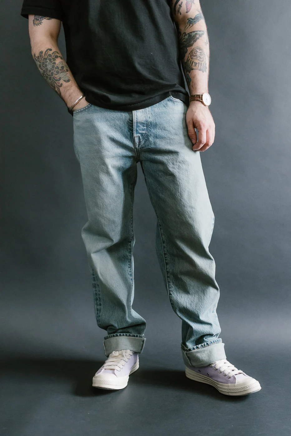 15oz - River Washed Selvedge Strider Pant - Light Indigo - Image 16