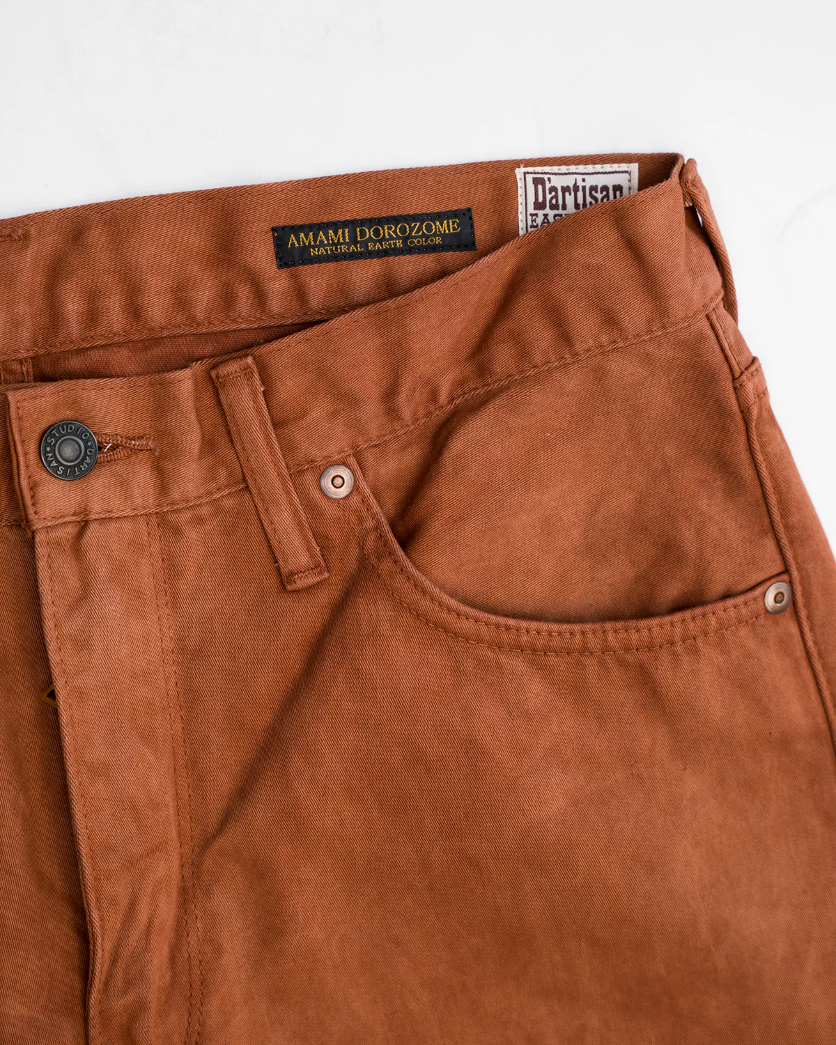 1852S - "Amami Dorozome" Relaxed Tapered Mud Dyed Eastern Jeans - Brown - Image 4
