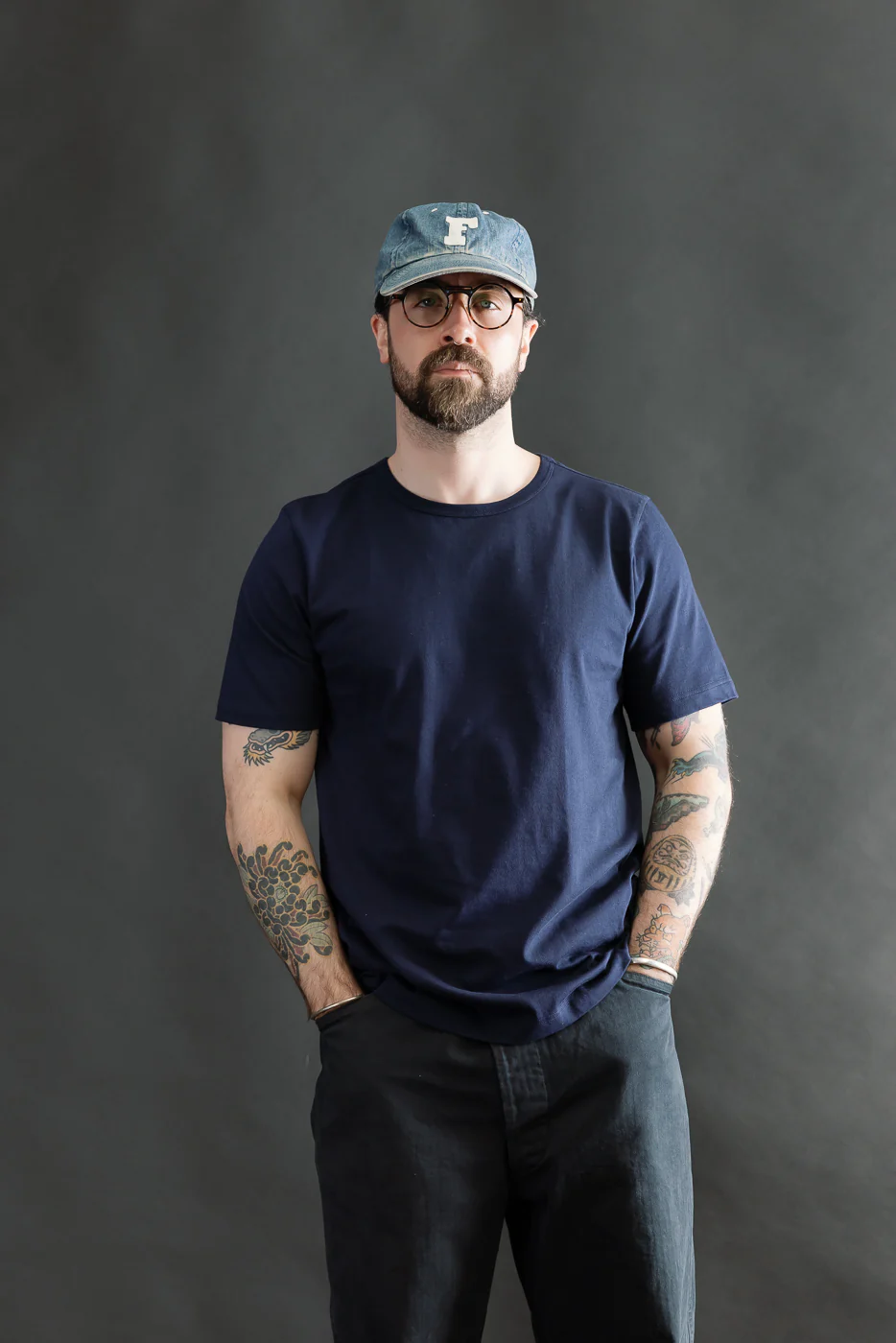 1950s.66 - 4.6oz Loopwheeled T-Shirt Classic Fit - Ink Blue - Image 8