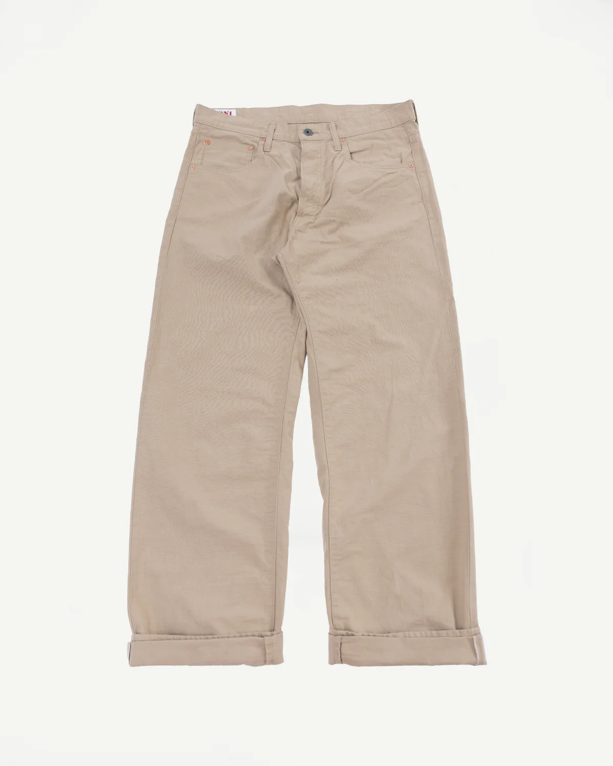200-8BE - 8oz "Beige Betacham" Selvedge Chambray Pants - Wide Straight