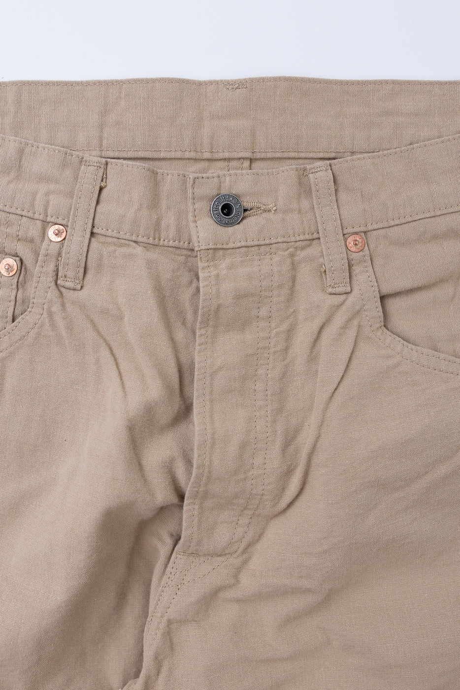 200-8BE - 8oz "Beige Betacham" Selvedge Chambray Pants - Wide Straight - Image 3