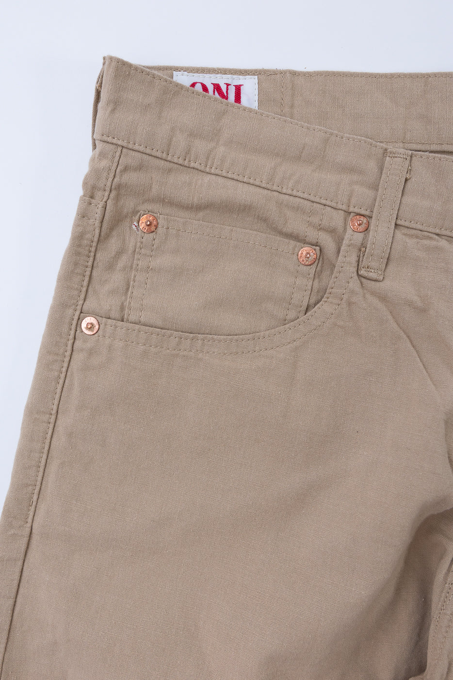 200-8BE - 8oz "Beige Betacham" Selvedge Chambray Pants - Wide Straight - Image 4