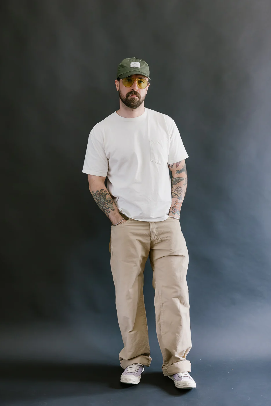 200-8BE - 8oz "Beige Betacham" Selvedge Chambray Pants - Wide Straight - Image 7