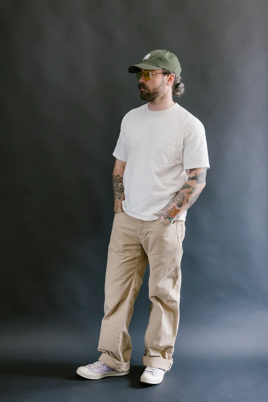 200-8BE - 8oz "Beige Betacham" Selvedge Chambray Pants - Wide Straight - Image 8
