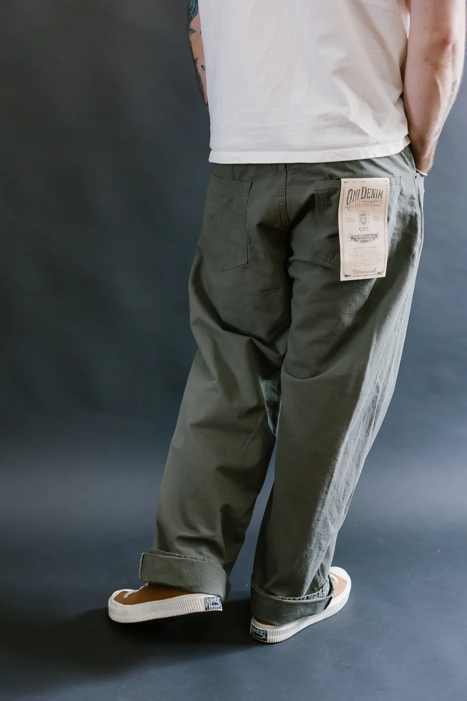 200-8GG - 8oz "Green Betacham" Selvedge Chambray Pants - Wide Straight - Image 14