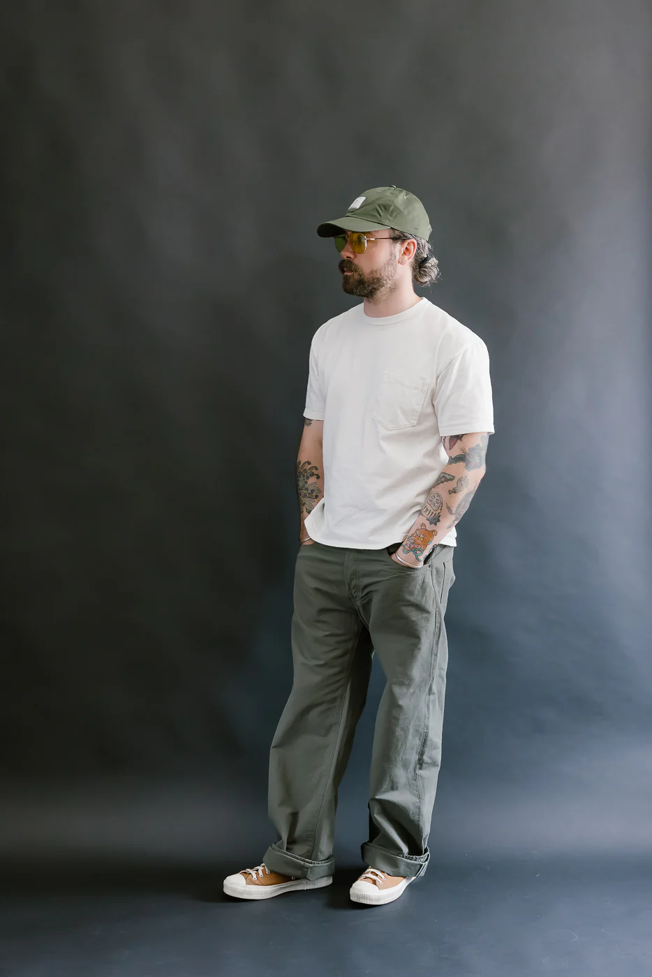 200-8GG - 8oz "Green Betacham" Selvedge Chambray Pants - Wide Straight - Image 8