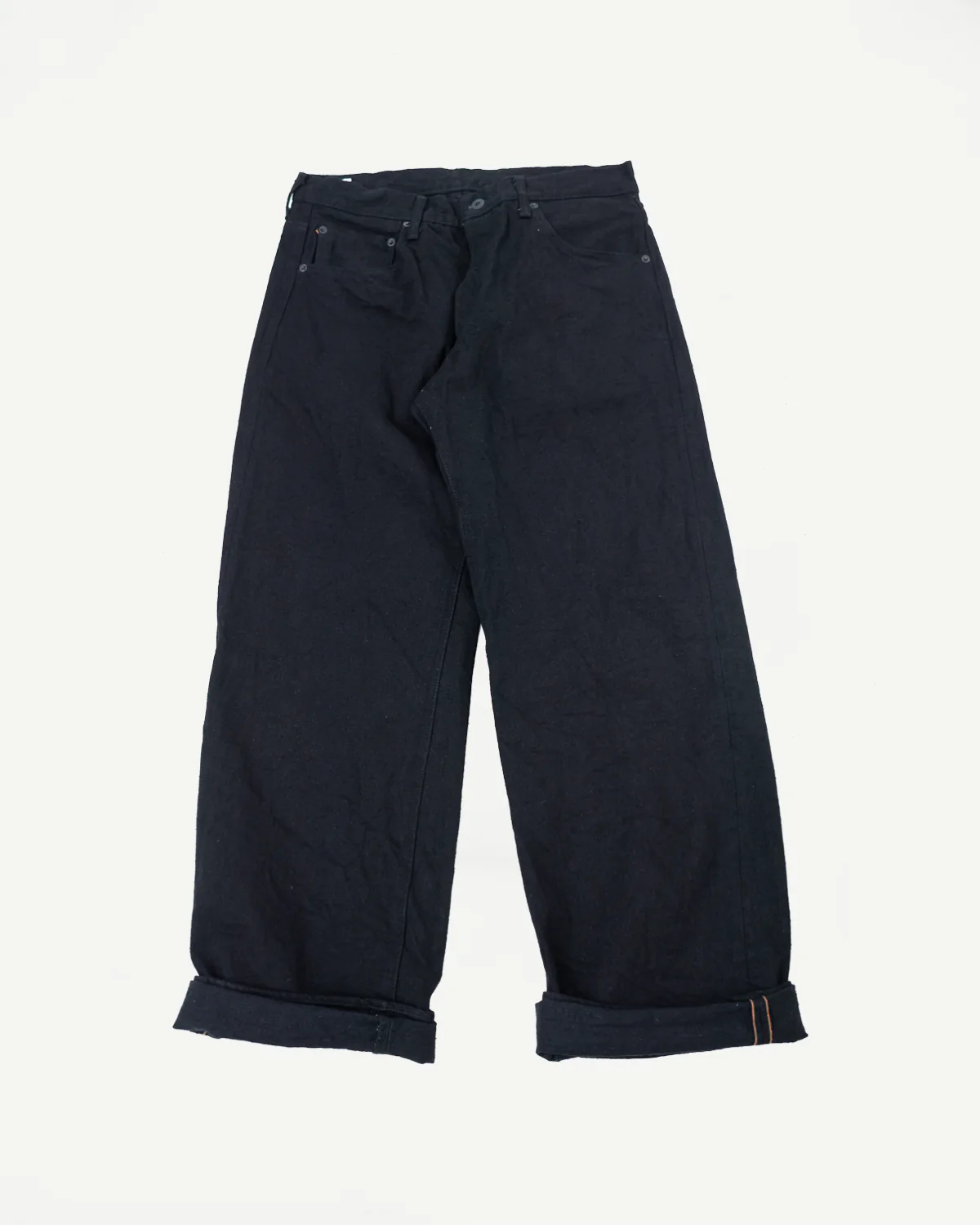 200CCD-BKBK - 15oz "Crushed Concrete Black x Black" Selvedge Denim - Wide Straight