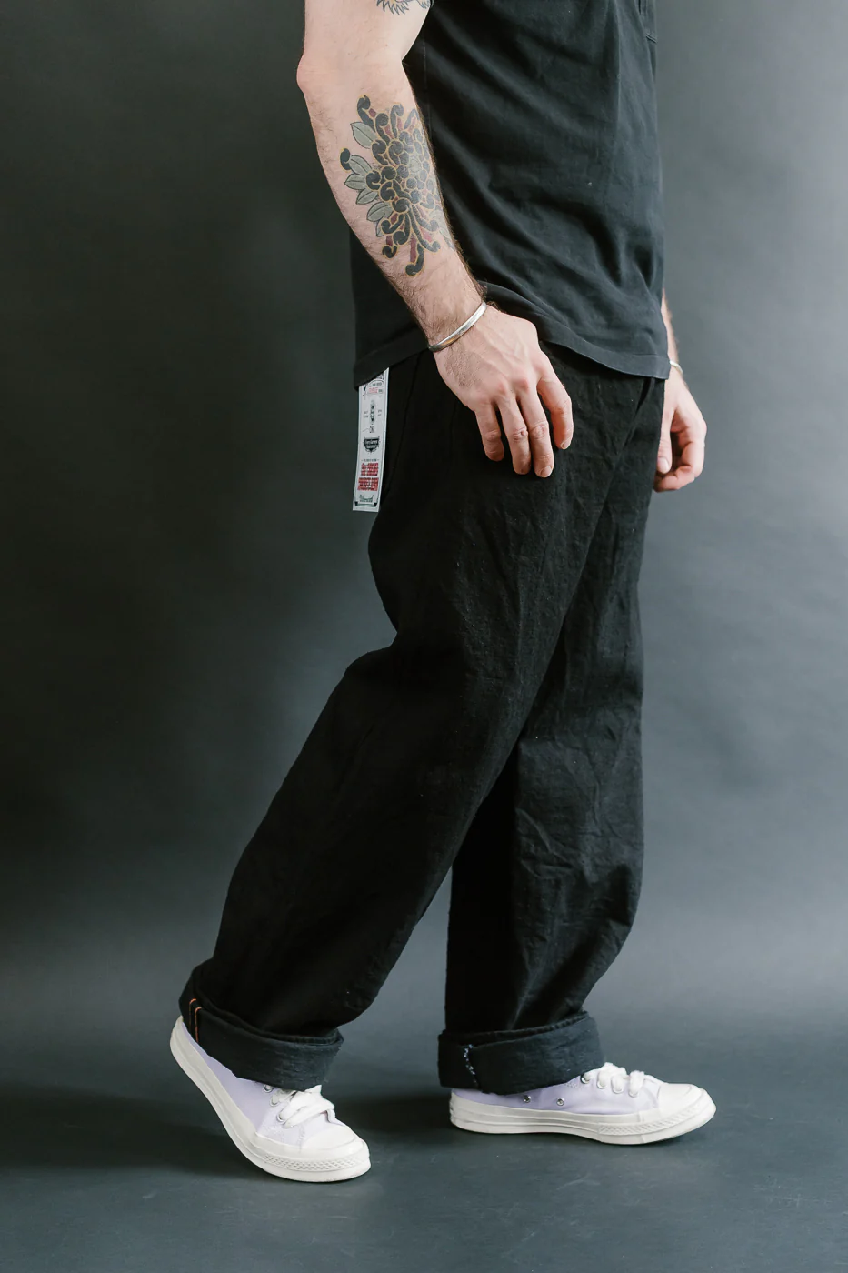 200CCD-BKBK - 15oz "Crushed Concrete Black x Black" Selvedge Denim - Wide Straight - Image 11
