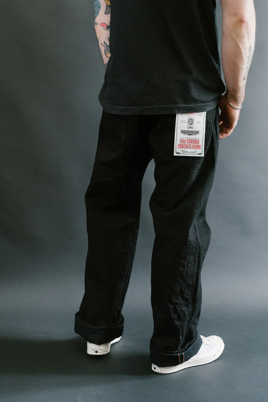 200CCD-BKBK - 15oz "Crushed Concrete Black x Black" Selvedge Denim - Wide Straight - Image 12