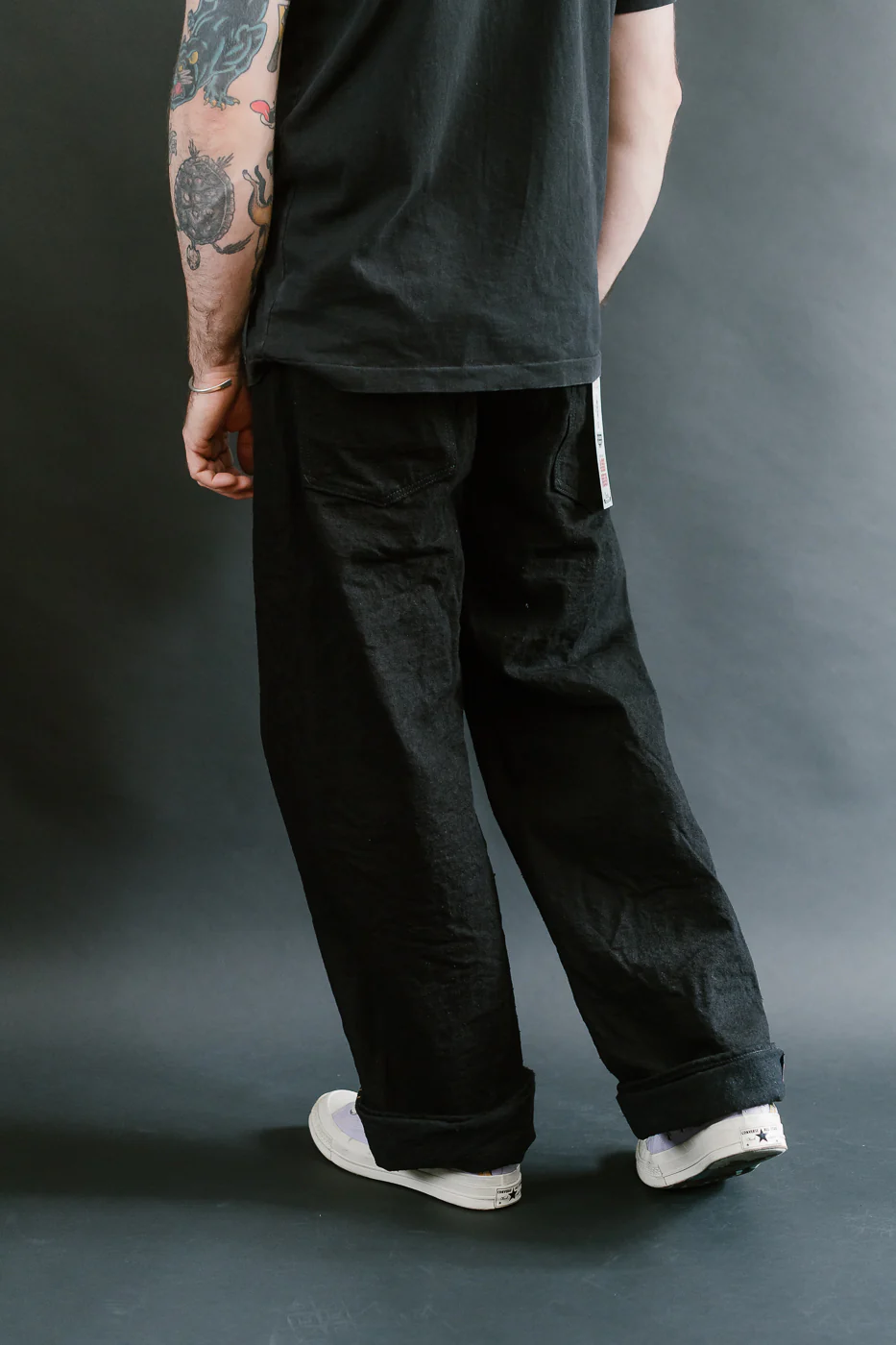 200CCD-BKBK - 15oz "Crushed Concrete Black x Black" Selvedge Denim - Wide Straight - Image 13