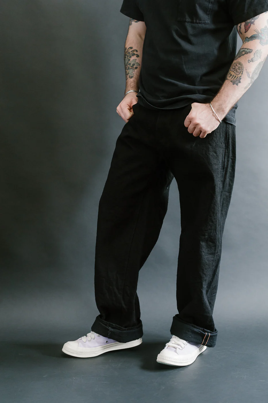 200CCD-BKBK - 15oz "Crushed Concrete Black x Black" Selvedge Denim - Wide Straight - Image 14