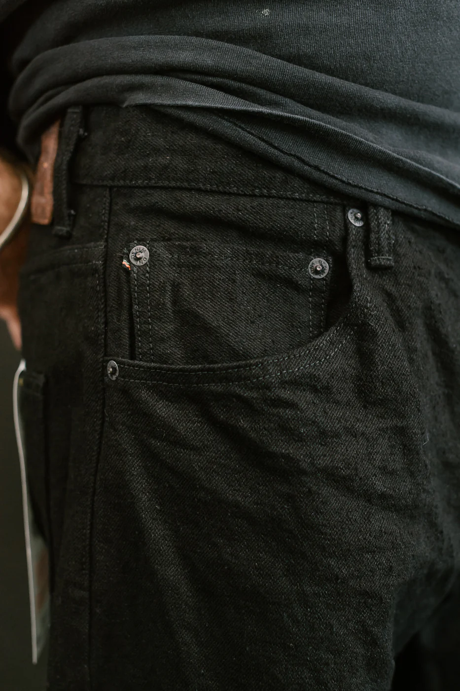 200CCD-BKBK - 15oz "Crushed Concrete Black x Black" Selvedge Denim - Wide Straight - Image 18
