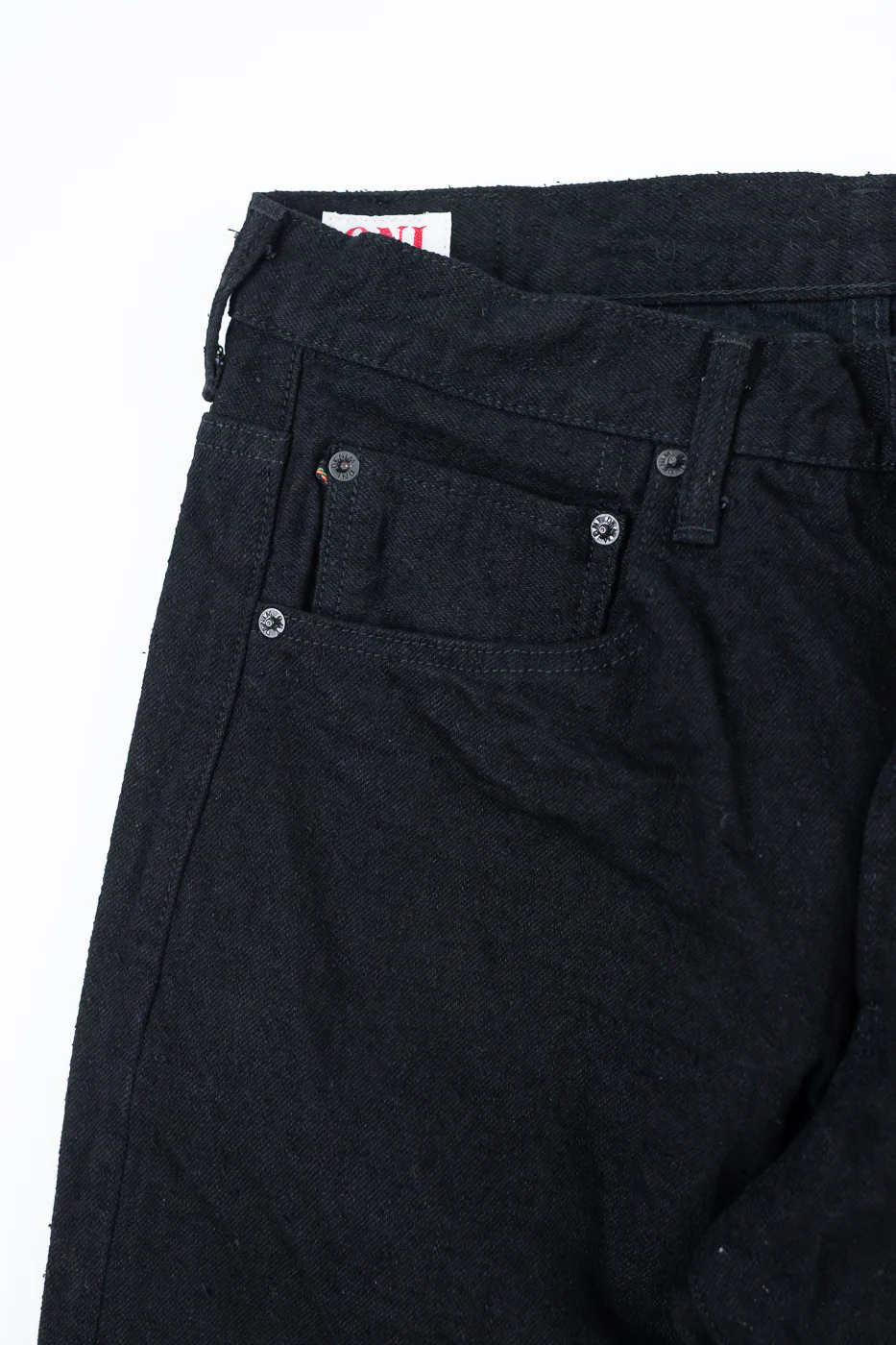 200CCD-BKBK - 15oz "Crushed Concrete Black x Black" Selvedge Denim - Wide Straight - Image 4