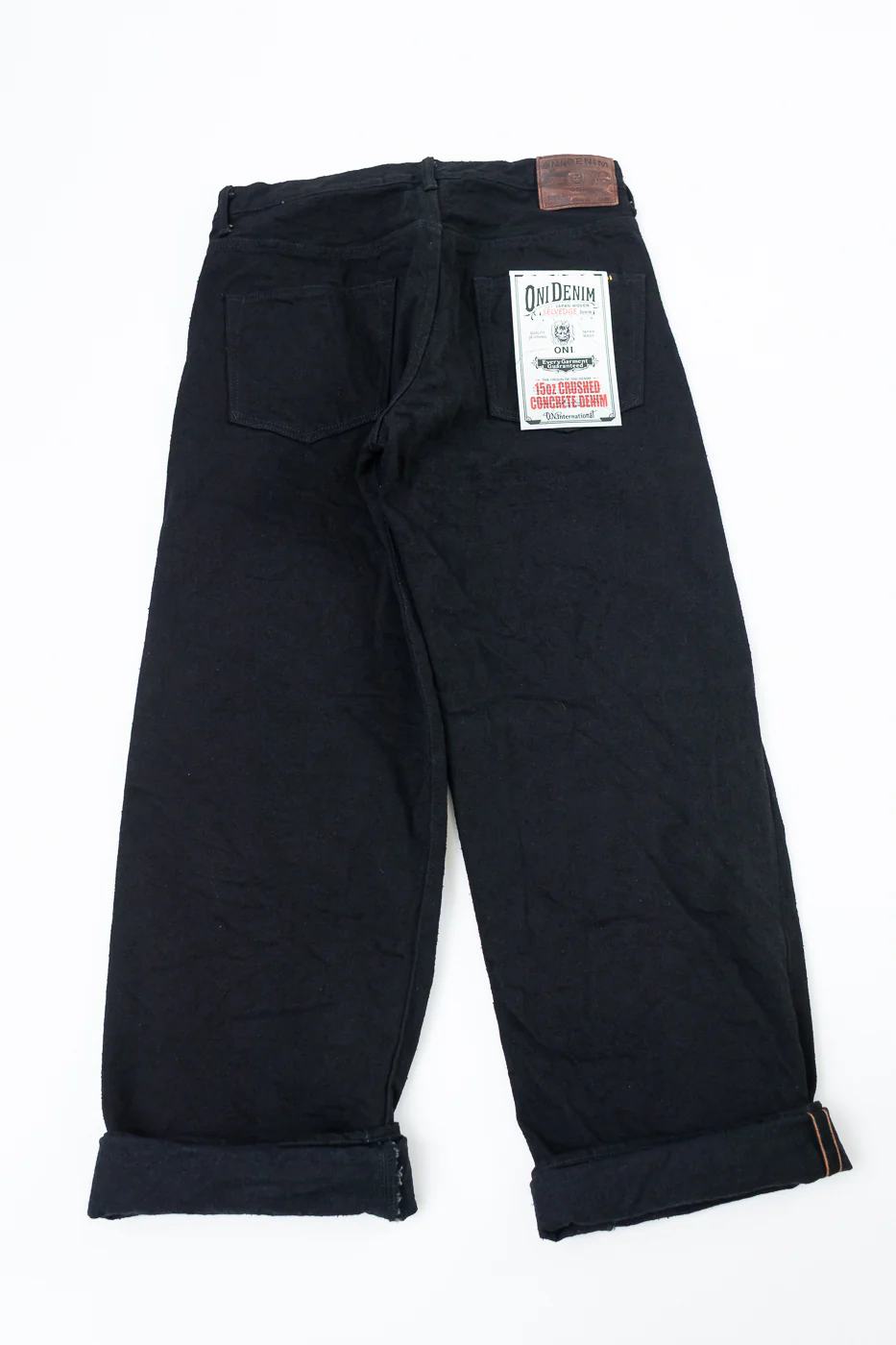 200CCD-BKBK - 15oz "Crushed Concrete Black x Black" Selvedge Denim - Wide Straight - Image 6