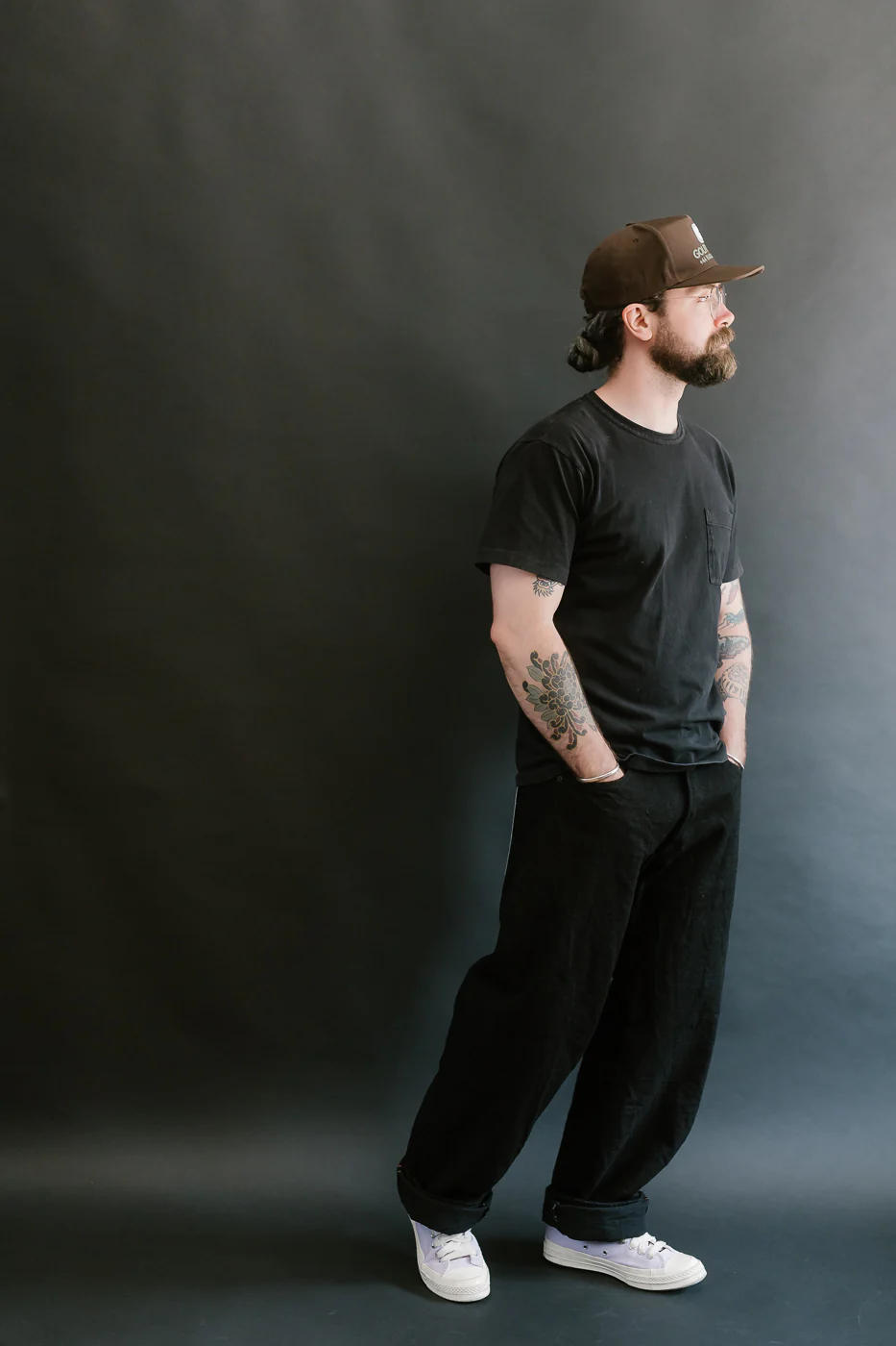 200CCD-BKBK - 15oz "Crushed Concrete Black x Black" Selvedge Denim - Wide Straight - Image 8