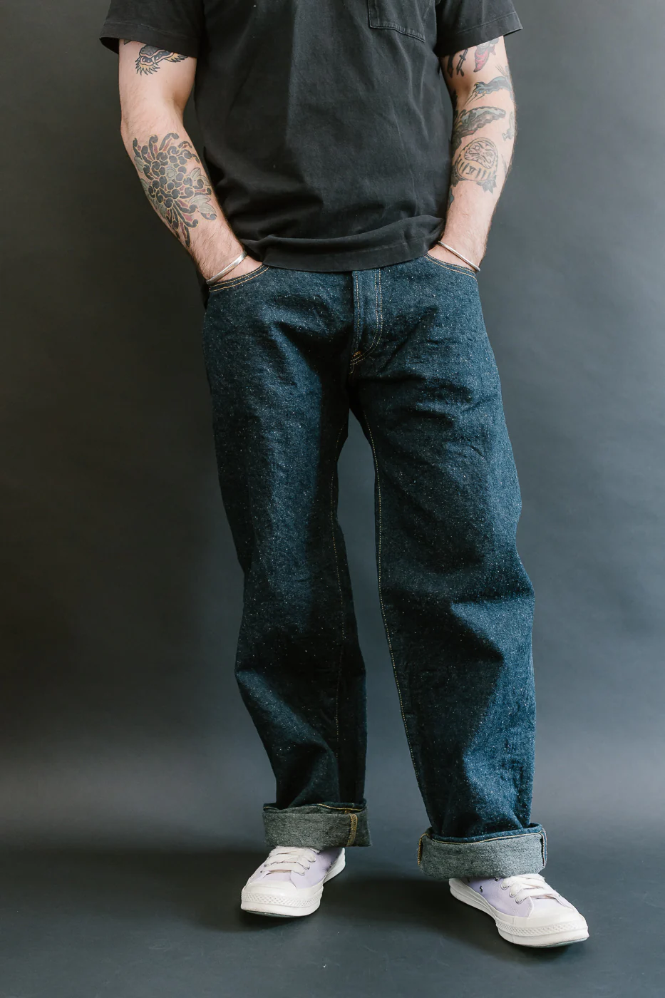 200CCD-GOLV - 15oz "Concrete Denim Grey Olive" Selvedge Denim - Wide Straight - Image 10
