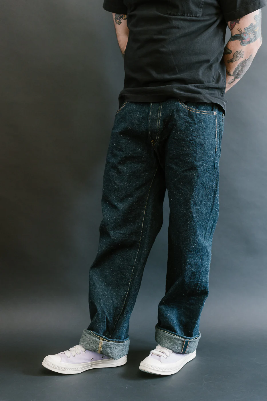 200CCD-GOLV - 15oz "Concrete Denim Grey Olive" Selvedge Denim - Wide Straight - Image 11