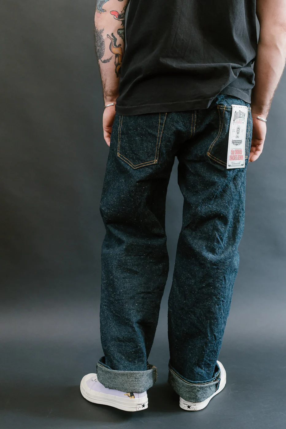 200CCD-GOLV - 15oz "Concrete Denim Grey Olive" Selvedge Denim - Wide Straight - Image 13