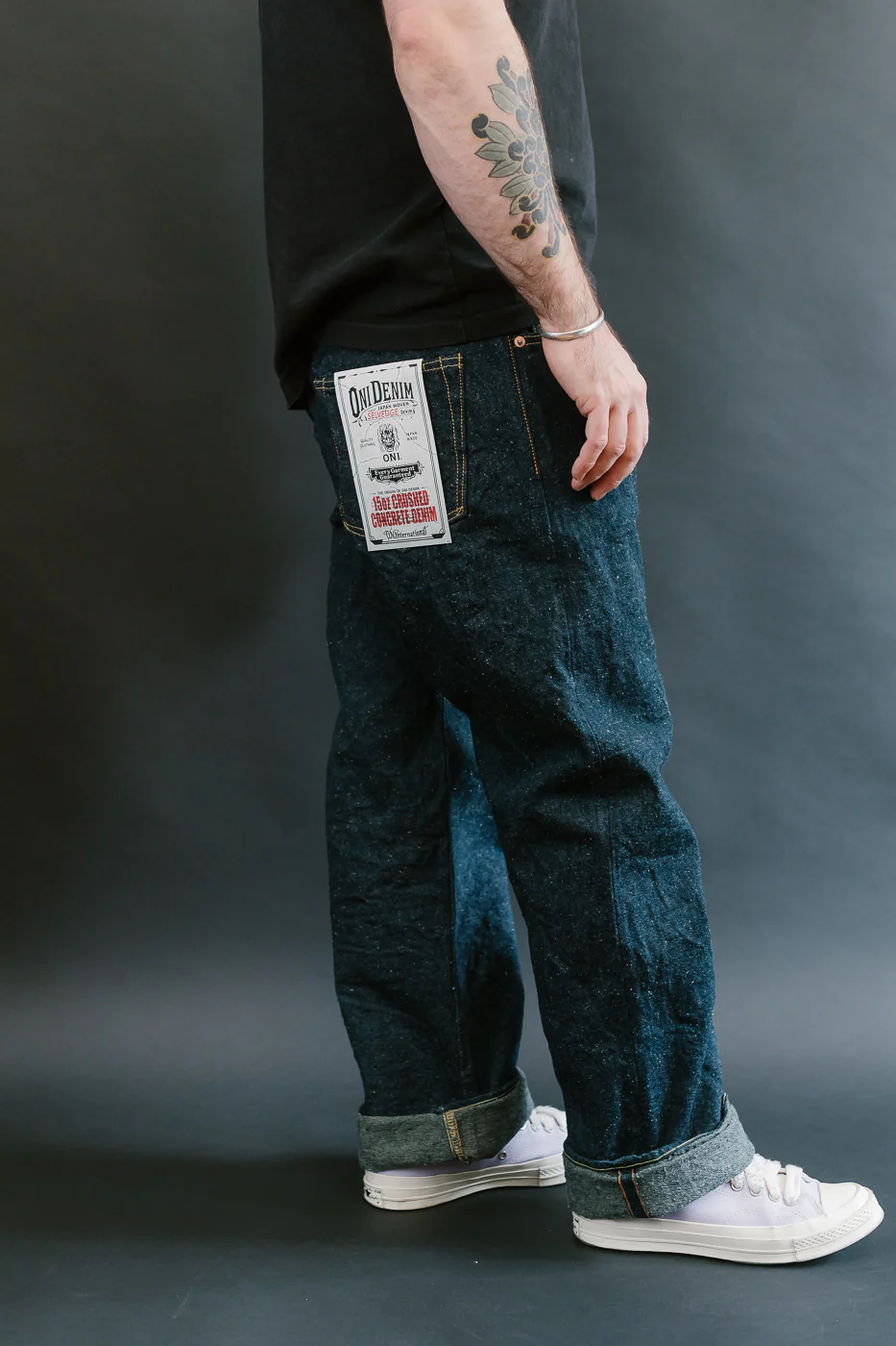 200CCD-GOLV - 15oz "Concrete Denim Grey Olive" Selvedge Denim - Wide Straight - Image 14