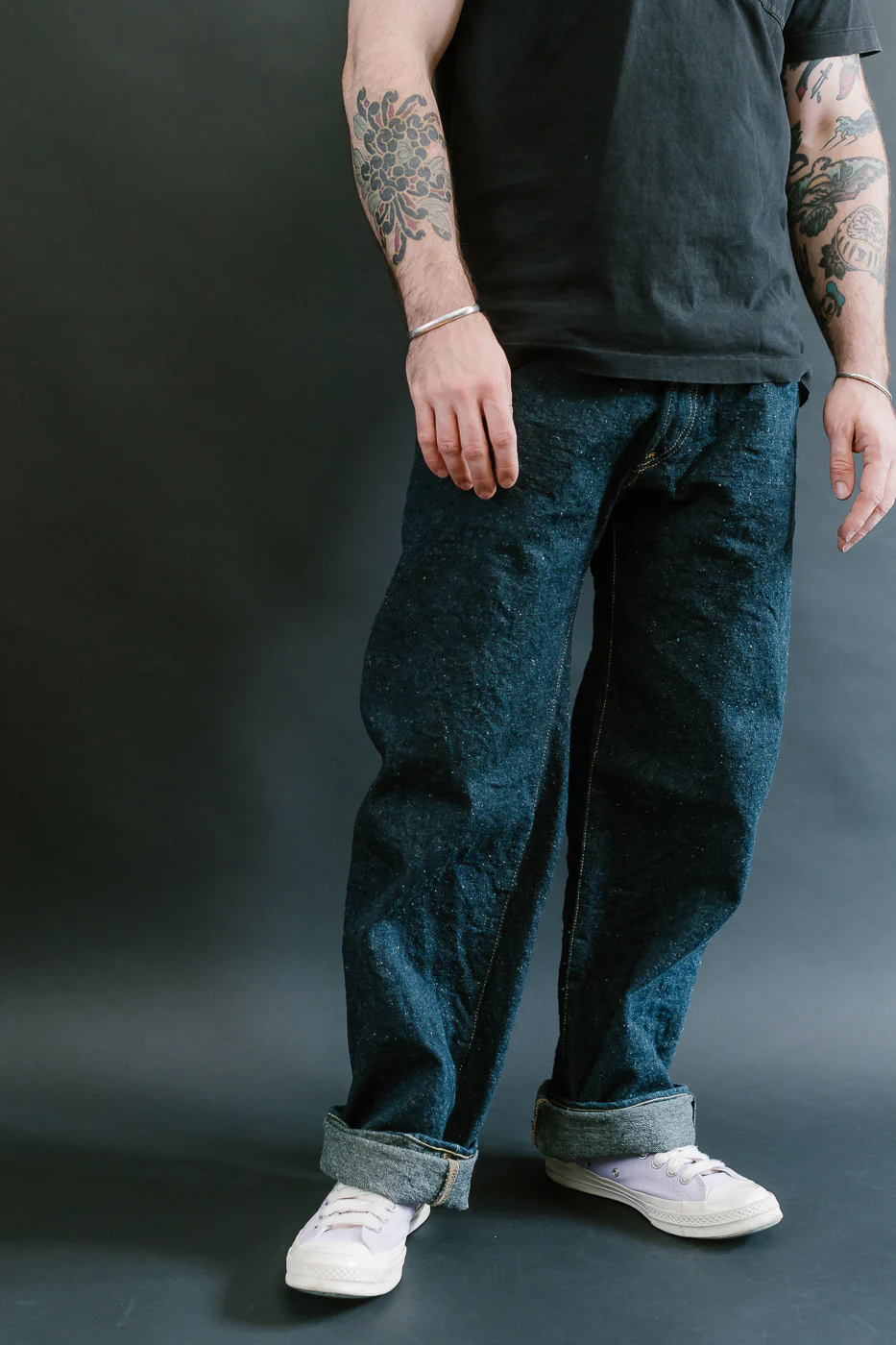 200CCD-GOLV - 15oz "Concrete Denim Grey Olive" Selvedge Denim - Wide Straight - Image 15