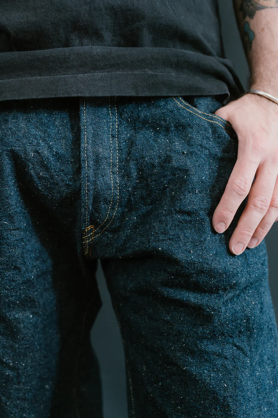 200CCD-GOLV - 15oz "Concrete Denim Grey Olive" Selvedge Denim - Wide Straight - Image 16