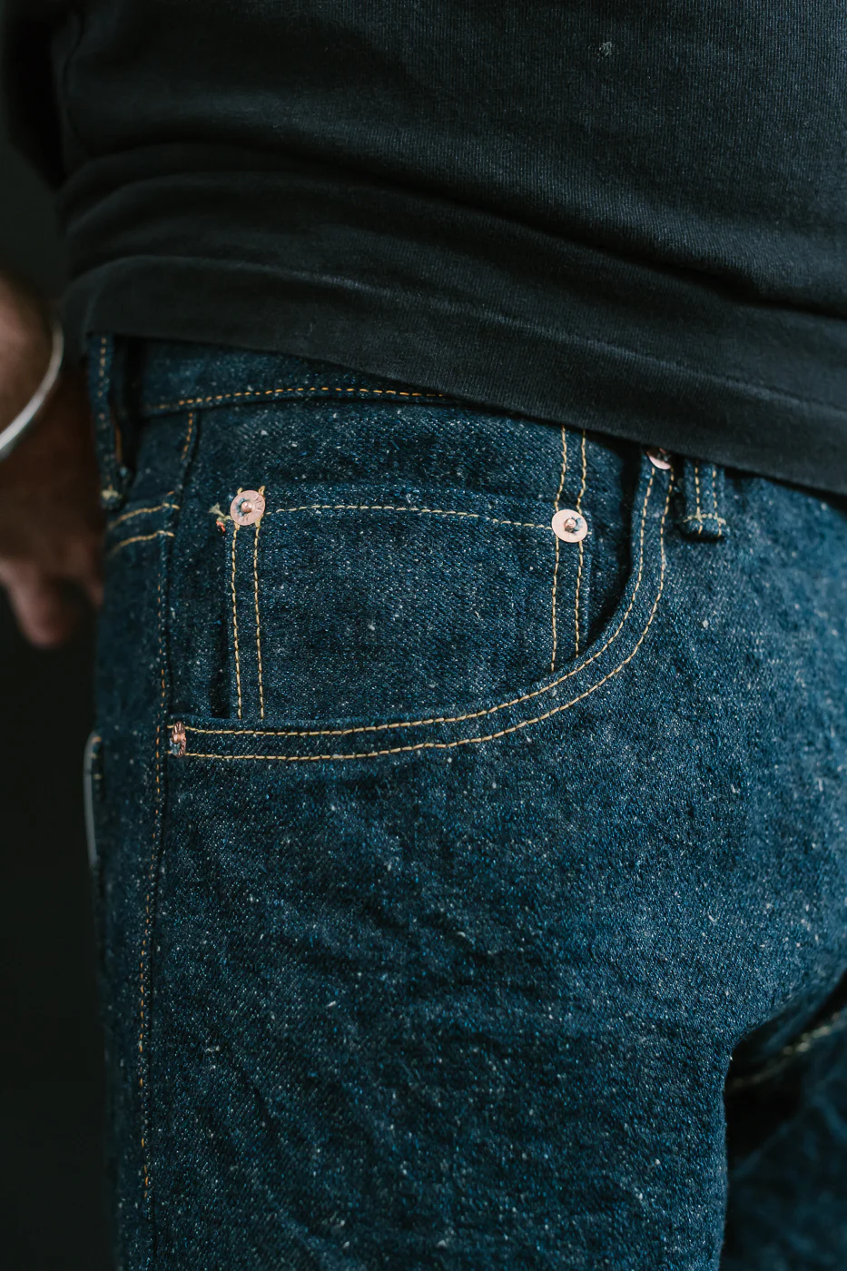 200CCD-GOLV - 15oz "Concrete Denim Grey Olive" Selvedge Denim - Wide Straight - Image 17