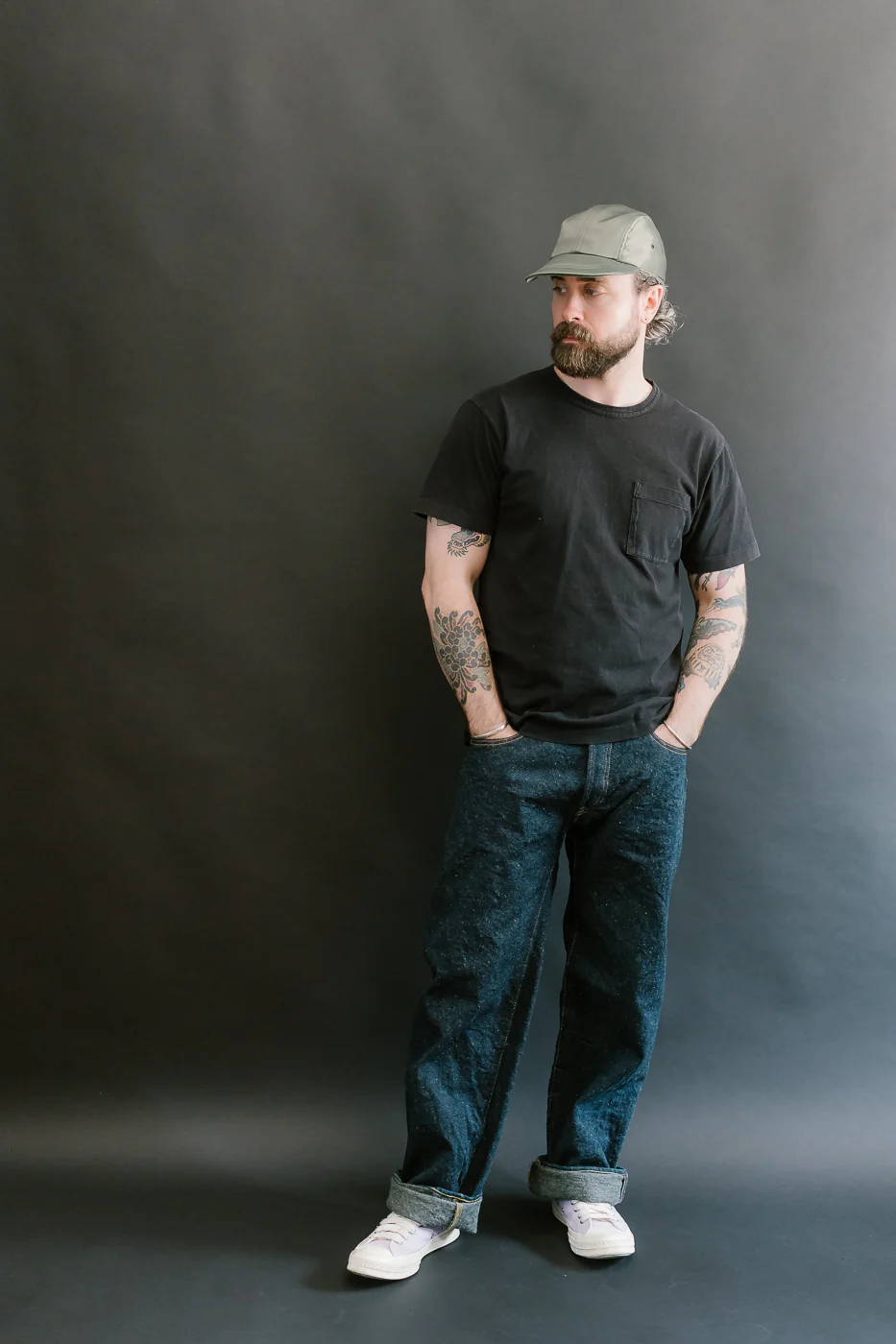 200CCD-GOLV - 15oz "Concrete Denim Grey Olive" Selvedge Denim - Wide Straight - Image 7