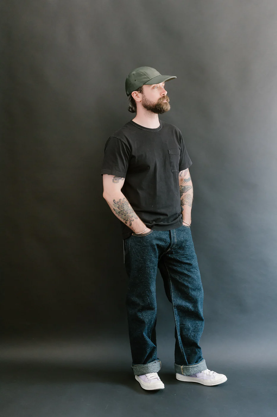 200CCD-GOLV - 15oz "Concrete Denim Grey Olive" Selvedge Denim - Wide Straight - Image 8