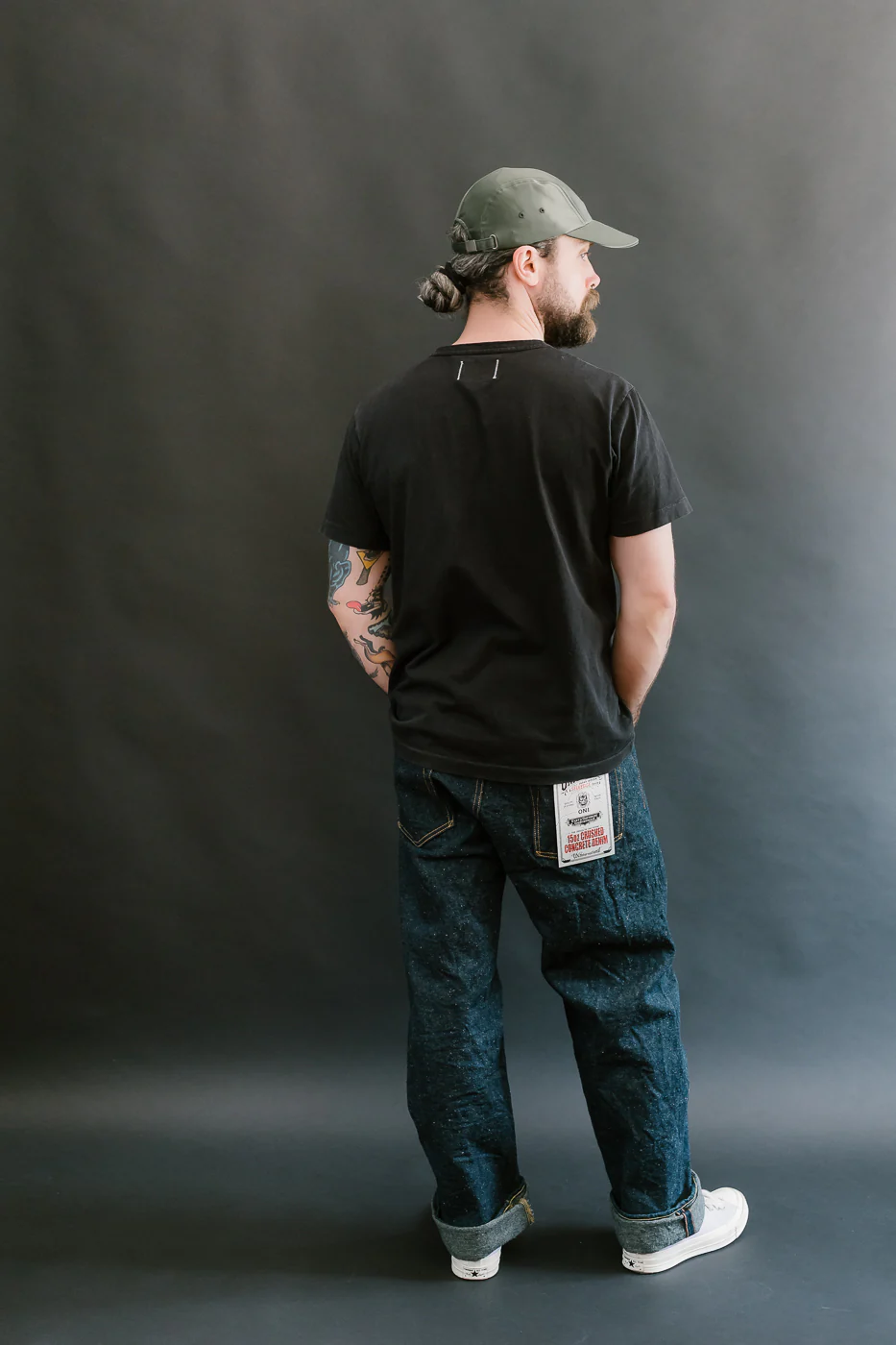 200CCD-GOLV - 15oz "Concrete Denim Grey Olive" Selvedge Denim - Wide Straight - Image 9