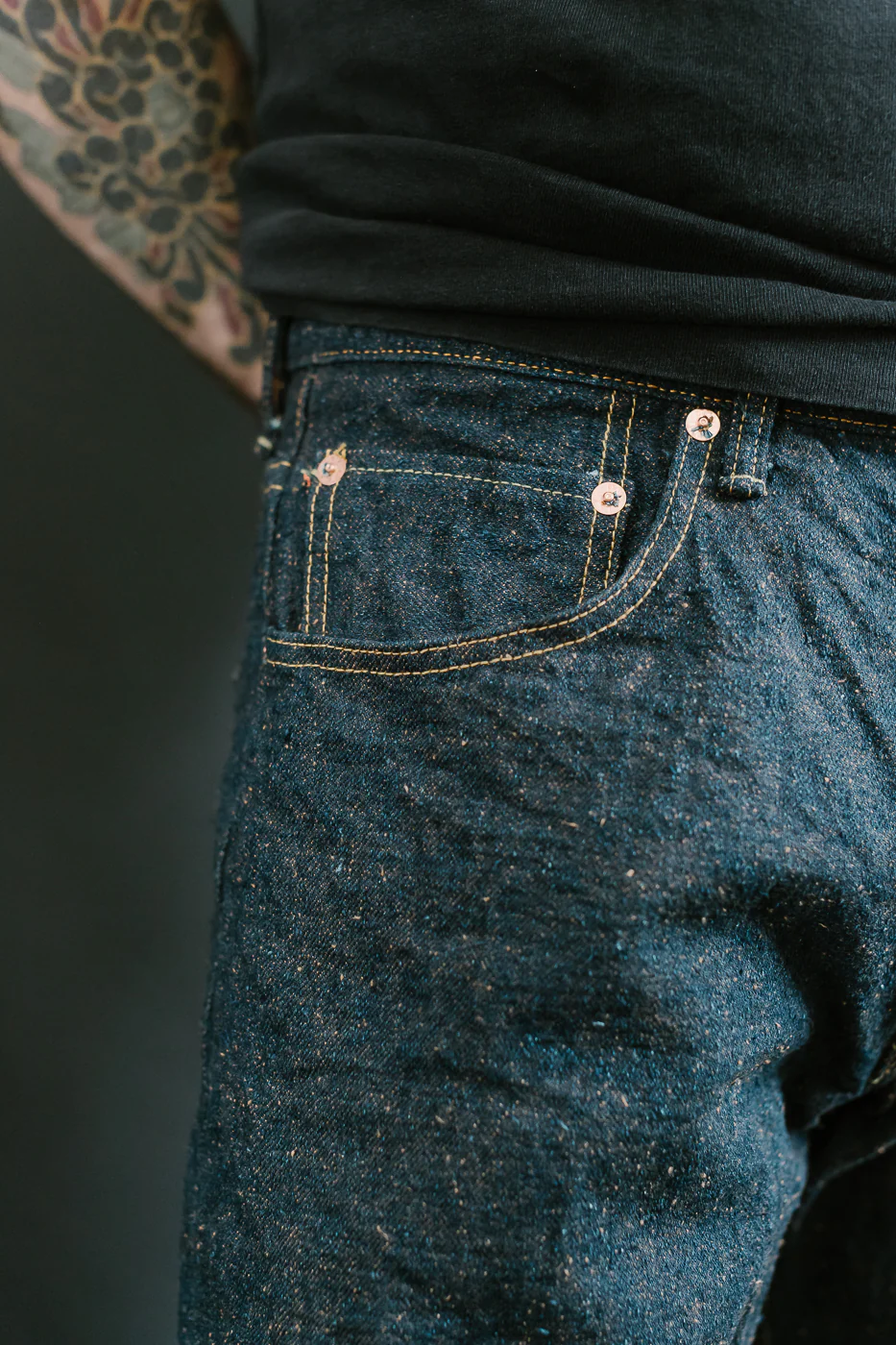 200CCD-MOCA - 15oz "Concrete Denim Mocha" Selvedge Denim - Wide Straight - Image 17
