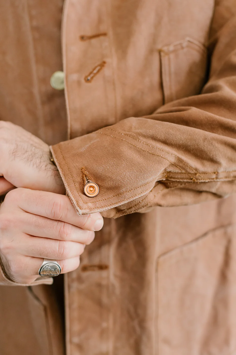 2015-12 - Early 1900s Persimmon Tannin Dye Heavy Duck Chore Jacket - Brown - Image 13