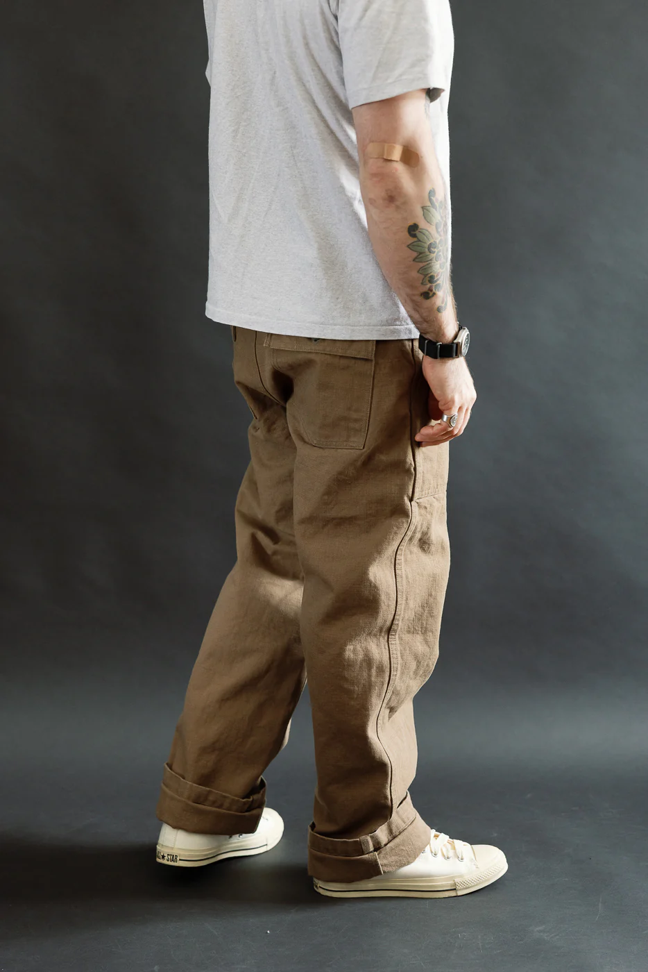 207-HOX-BRK - 13oz "Brown Khaki" Sulfur Dyed Heavy Oxford Baker Pants - Wide Straight - Image 12