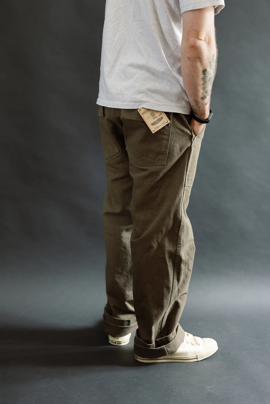 207-HOX-OLB - 13oz "Olive Khaki" Sulfur Dyed Heavy Oxford Baker Pants - Wide Straight - Image 12