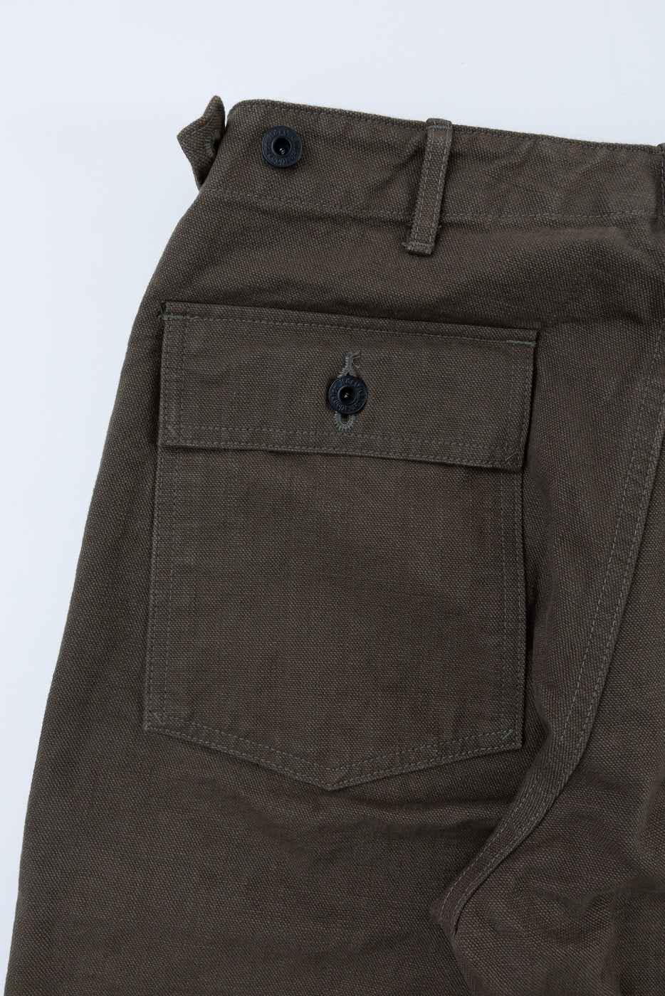 207-HOX-OLB - 13oz "Olive Khaki" Sulfur Dyed Heavy Oxford Baker Pants - Wide Straight - Image 2