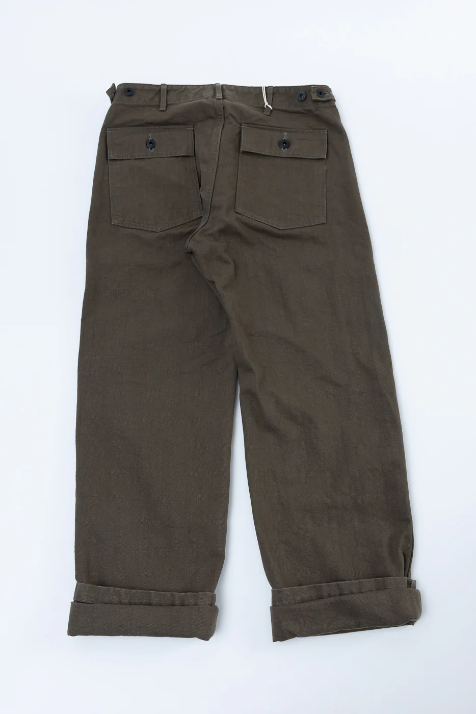 207-HOX-OLB - 13oz "Olive Khaki" Sulfur Dyed Heavy Oxford Baker Pants - Wide Straight - Image 6
