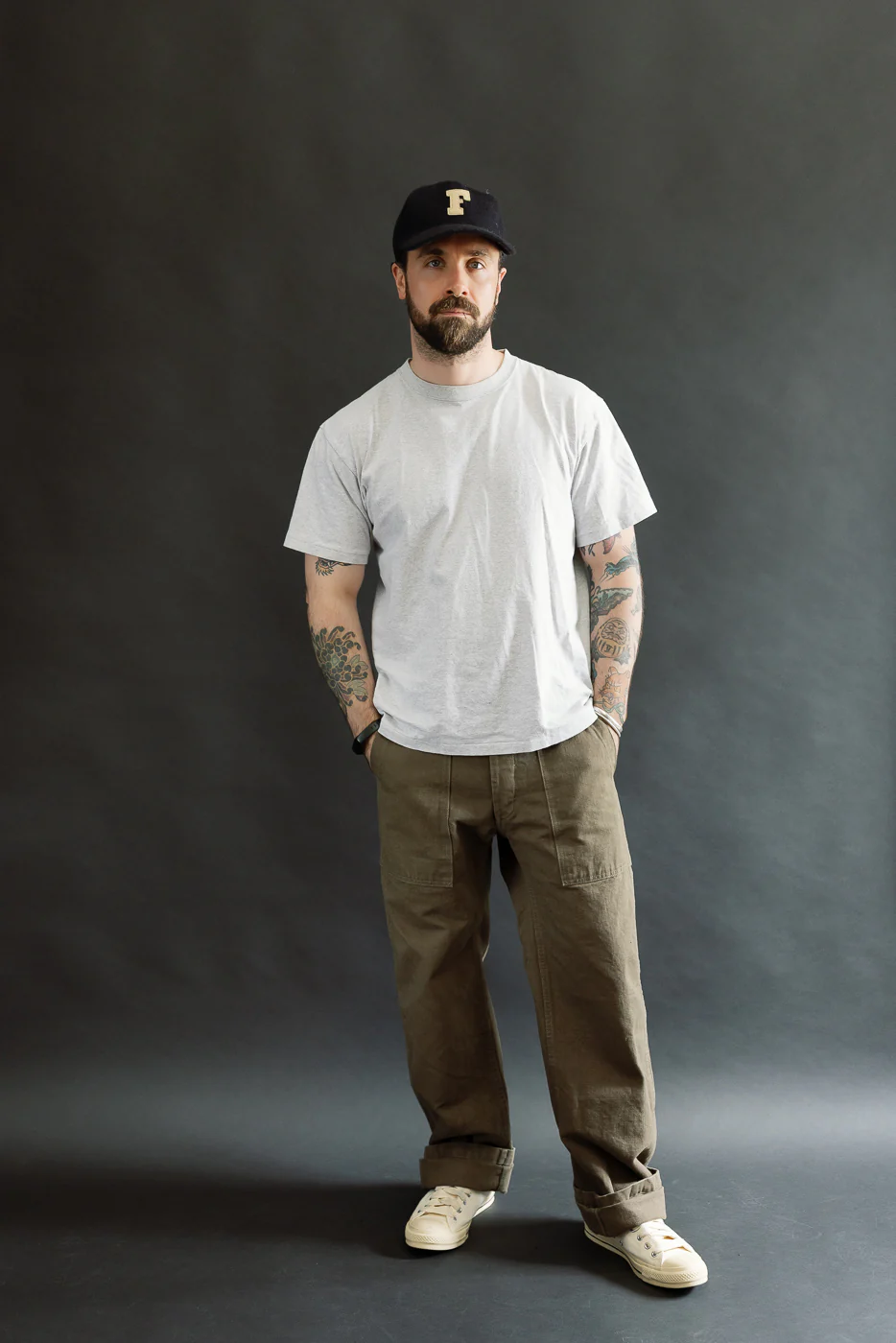 207-HOX-OLB - 13oz "Olive Khaki" Sulfur Dyed Heavy Oxford Baker Pants - Wide Straight - Image 7