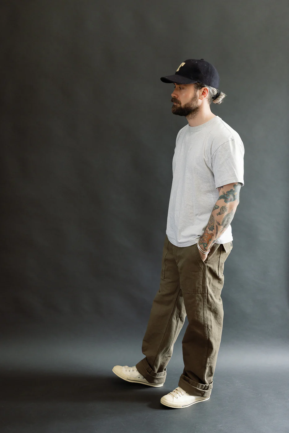 207-HOX-OLB - 13oz "Olive Khaki" Sulfur Dyed Heavy Oxford Baker Pants - Wide Straight - Image 8
