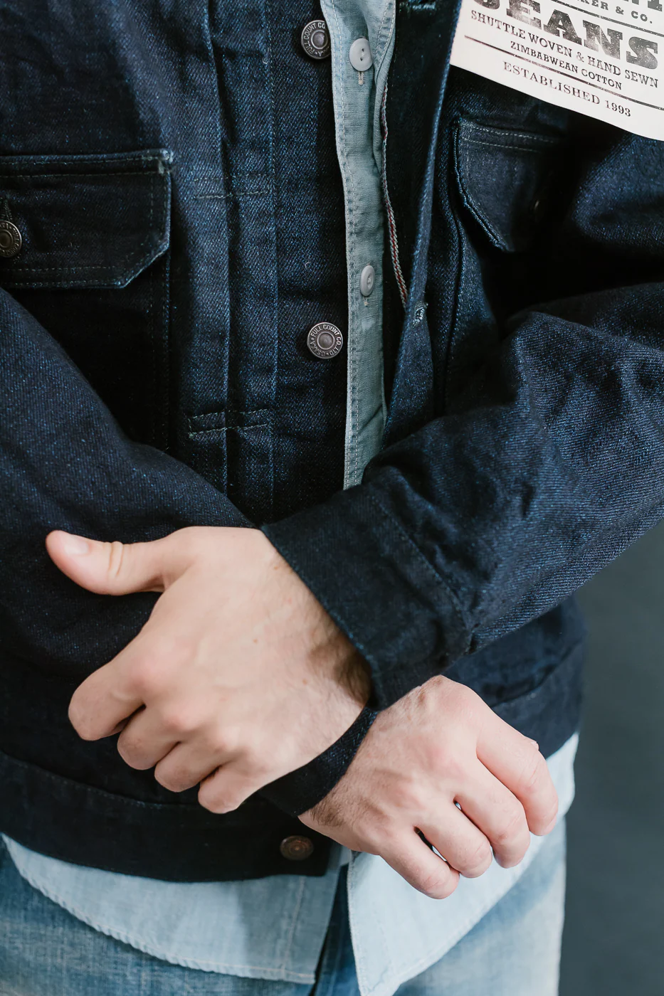 2102SRB - 15.5oz Super Rough Selvedge Type II Jacket - Indigo x Black - Image 21