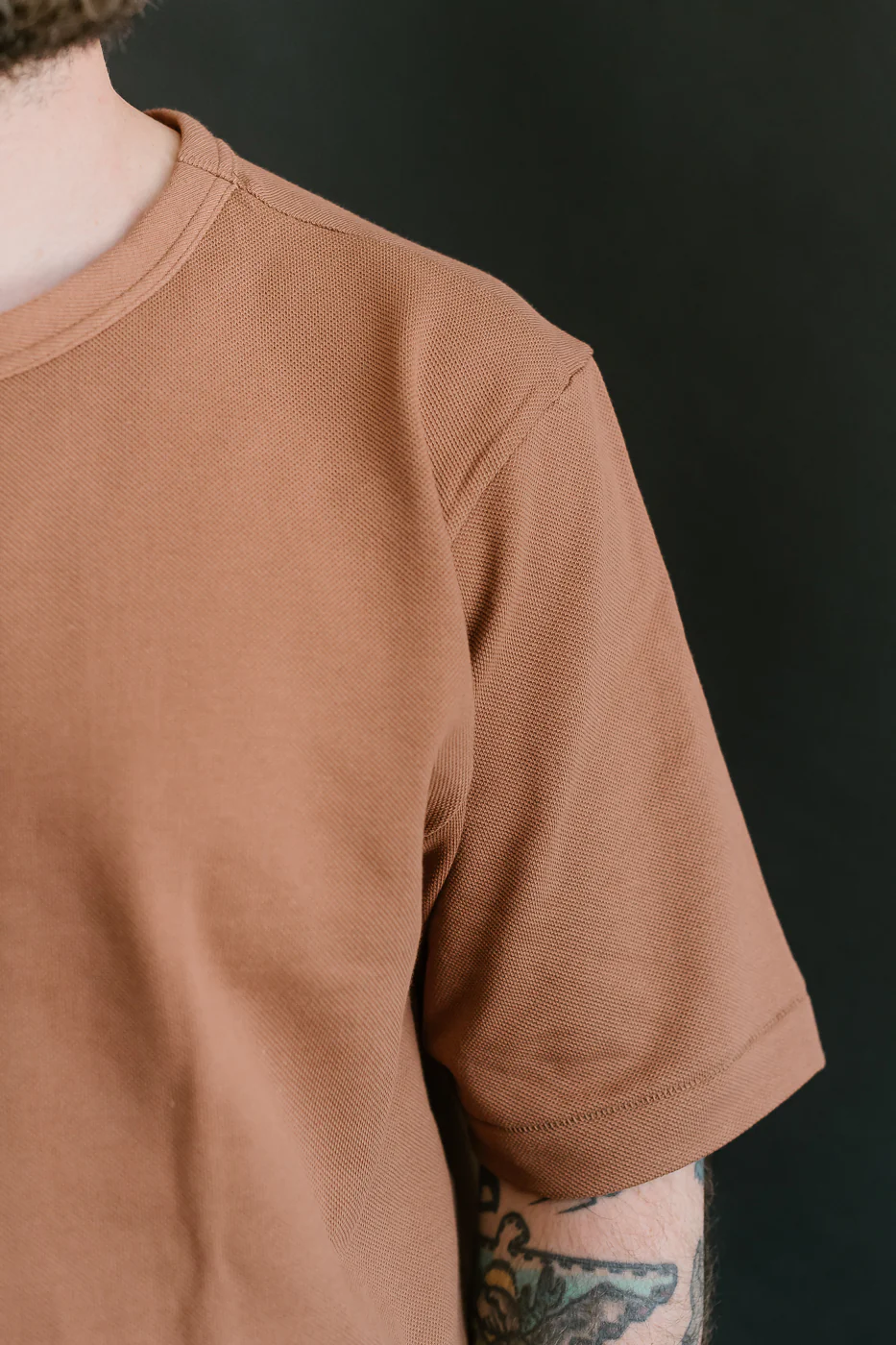 214PK.12 - 7.2oz Loopwheeled Relax Fit Pikée T-Shirt - Nut - Image 15